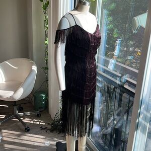 Black Fringed Flapper dress; size XS